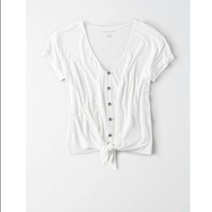 AE button up tie front tee